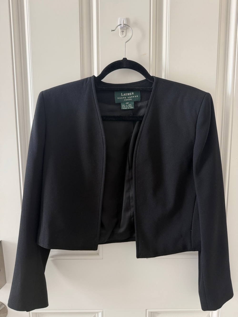 Lauren Ralph Lauren Black Cropped Open-Front Blazer